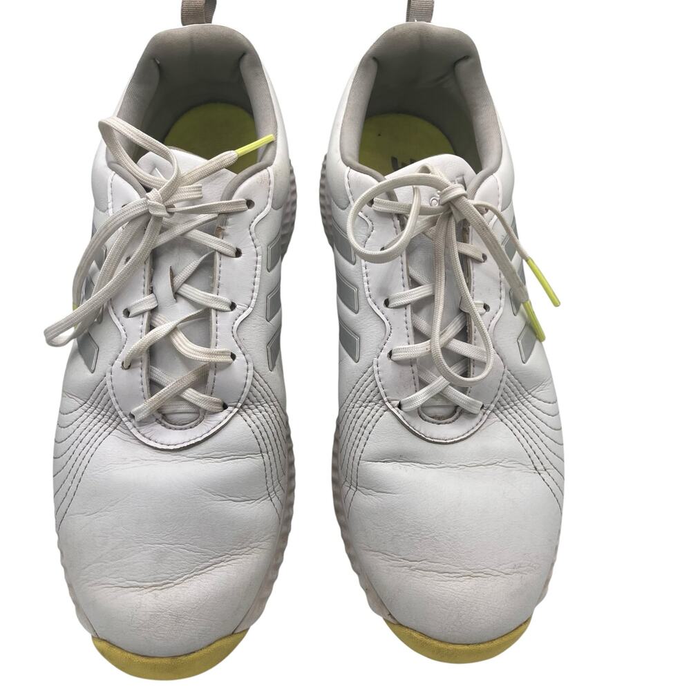 Adidas Bounce Women’s Leather Golf Shoes 10 White Yellow Sport Activewear